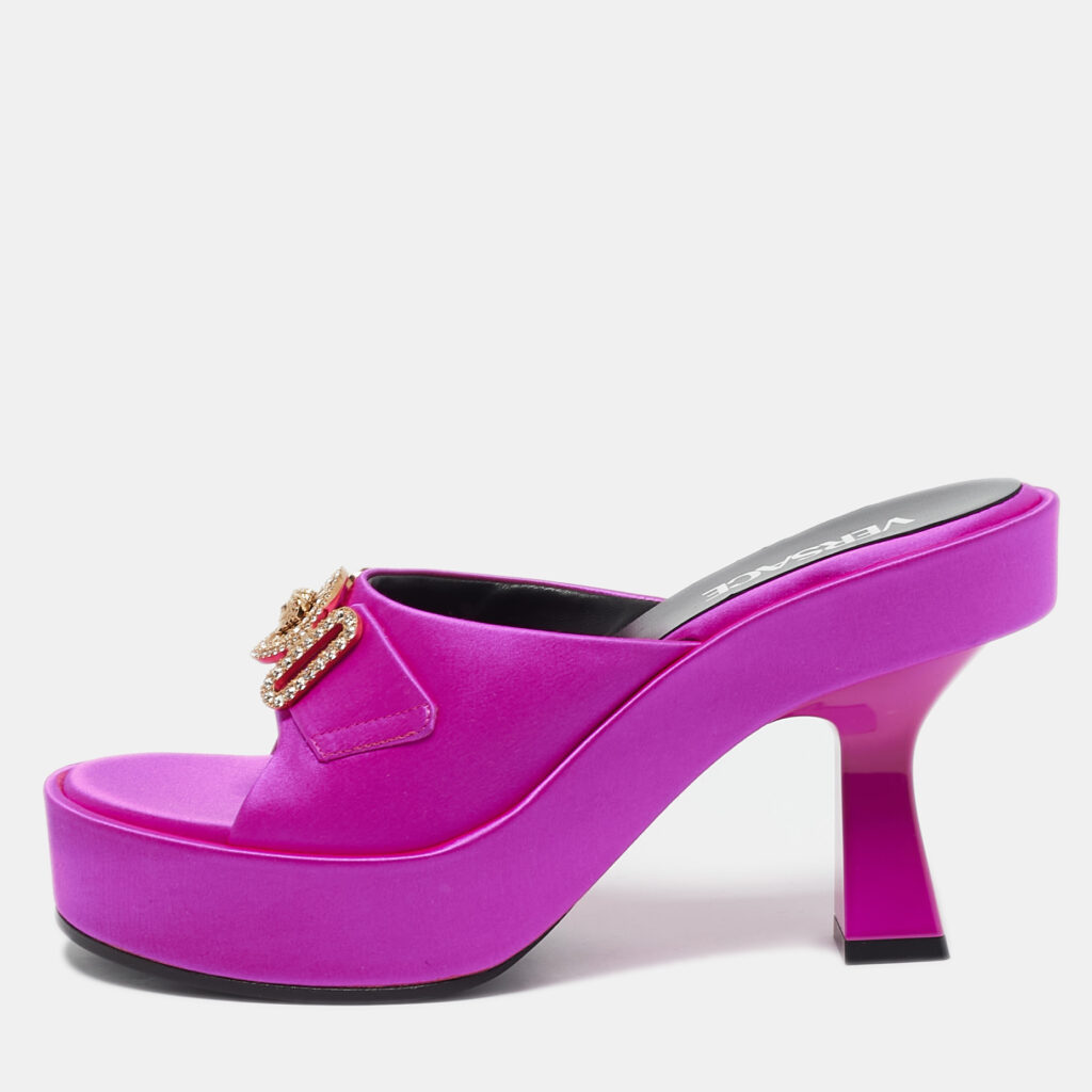luxury-women-versace-new-shoes-p1129465-001 Versace Fuchsia Satin Medusa Biggie Mules Size 37