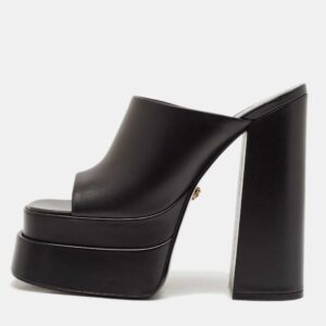 versace black leather platform mules size 41