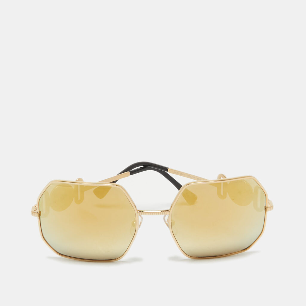 luxury-women-versace-used-accessories-p1073964-001 Versace Gold Tone/Grey Mirrored VE 2248 Geometric Sunglasses