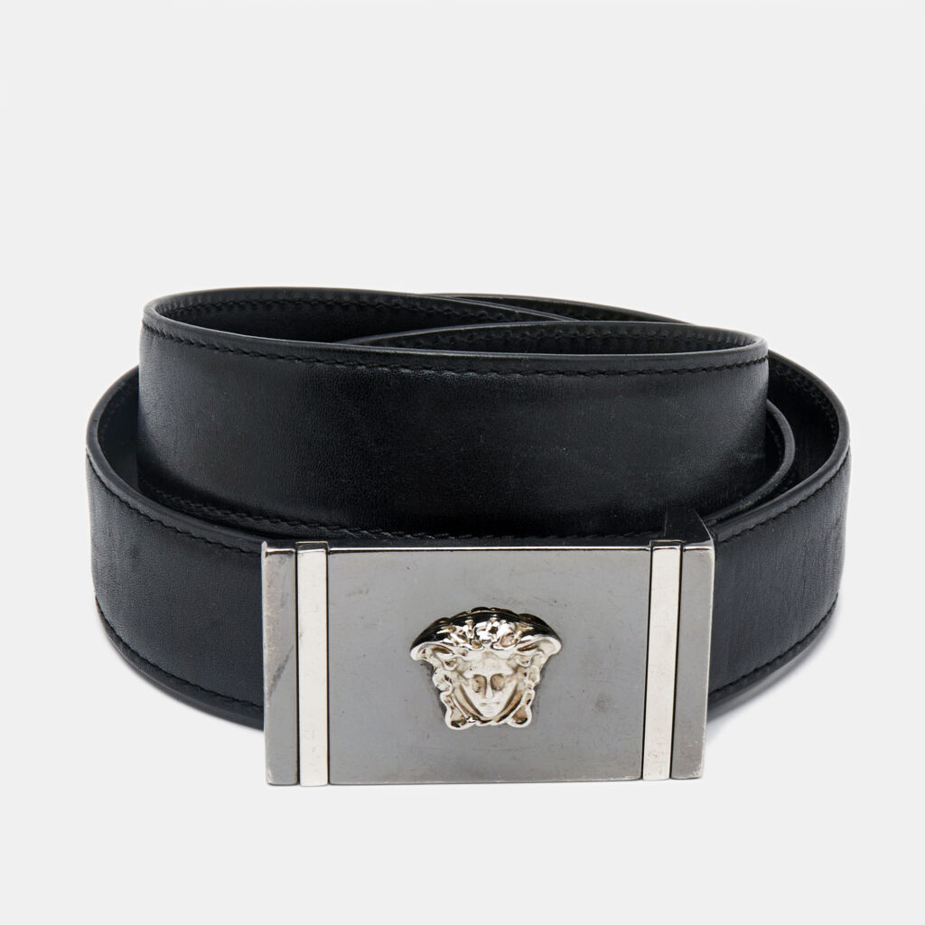 luxury-women-versace-used-accessories-p1147154-001 Versace Black Leather Icon Medusa Belt 90CM