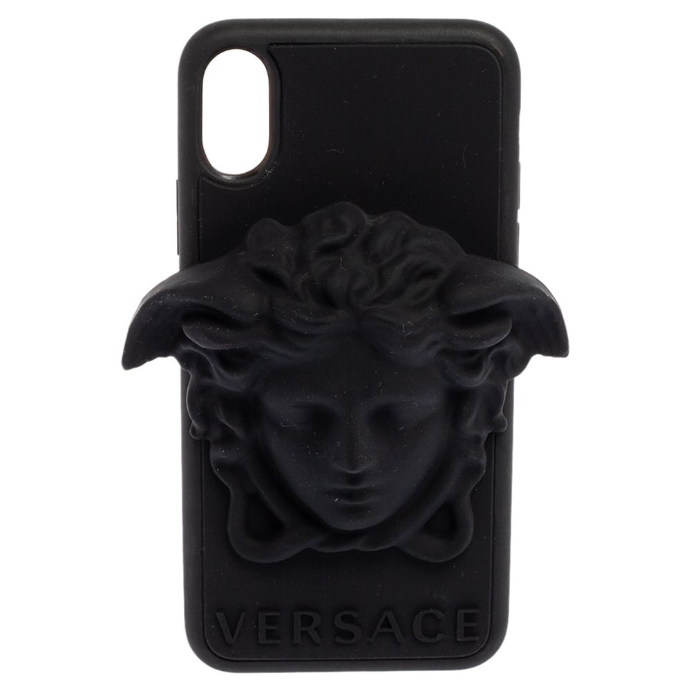 luxury-women-versace-used-accessories-p526240-010-2 Versace Black Silicone Medusa iPhone X Cover