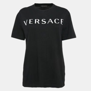 Versace Black Logo Print Cotton T-Shirt M