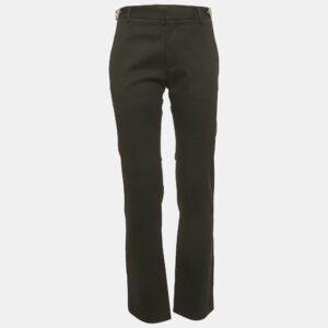 Versace Black Gabardine Belt Detail Trousers M