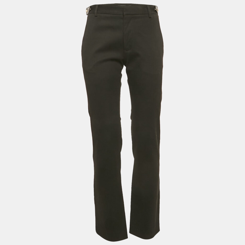 luxury-women-versace-used-clothes-p1102917-004 Versace Black Gabardine Belt Detail Trousers M