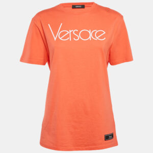 Versace Coral Pink 1978 Re-Edition Cotton Crew Neck T-Shirt S