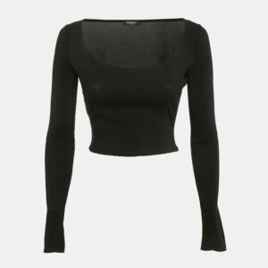Versace Black Jersey Long Sleeve Crop Top S