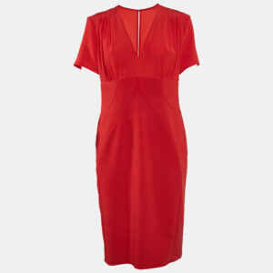 Versace Red Silk Blend V-Neck Short Dress L