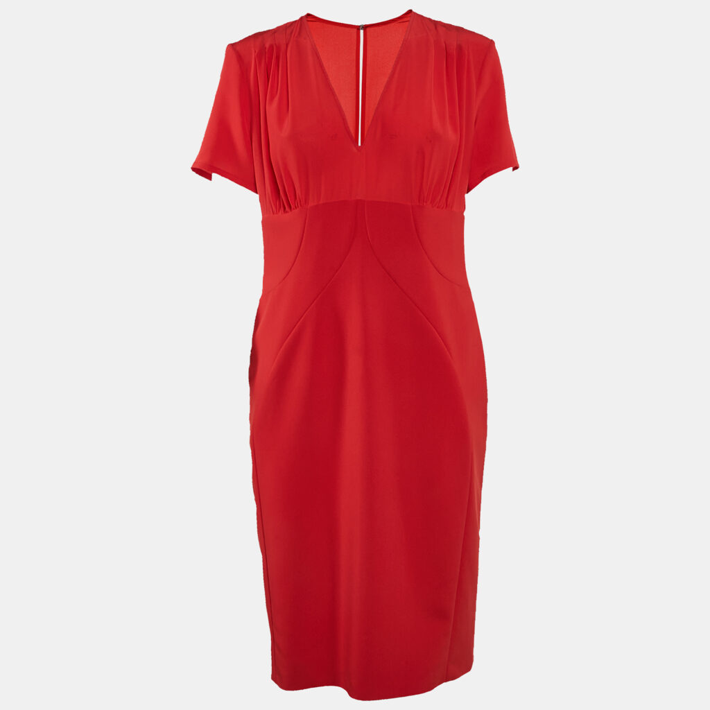 Versace Red Silk Blend V-Neck Short Dress L