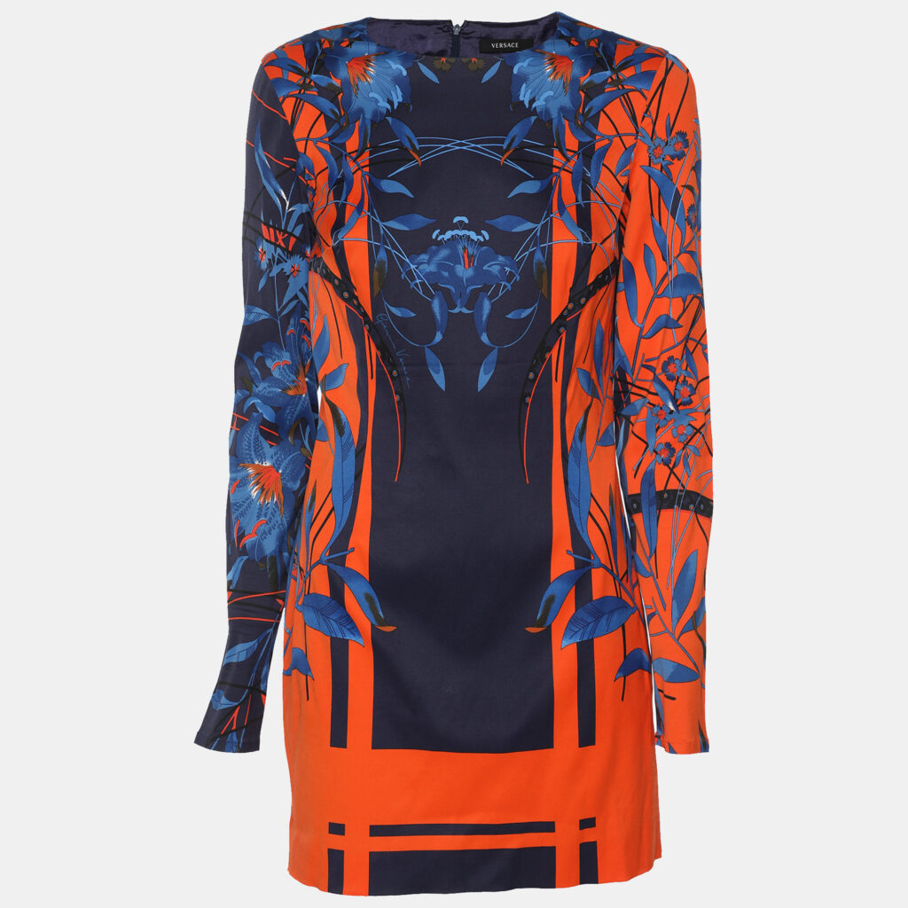 luxury-women-versace-used-clothes-p1148444-001 Versace Multicolor Viscose Blend Long sleeve Mini Dress M