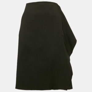 Versace Black Sateen Drape Detail Pencil Skirt  L