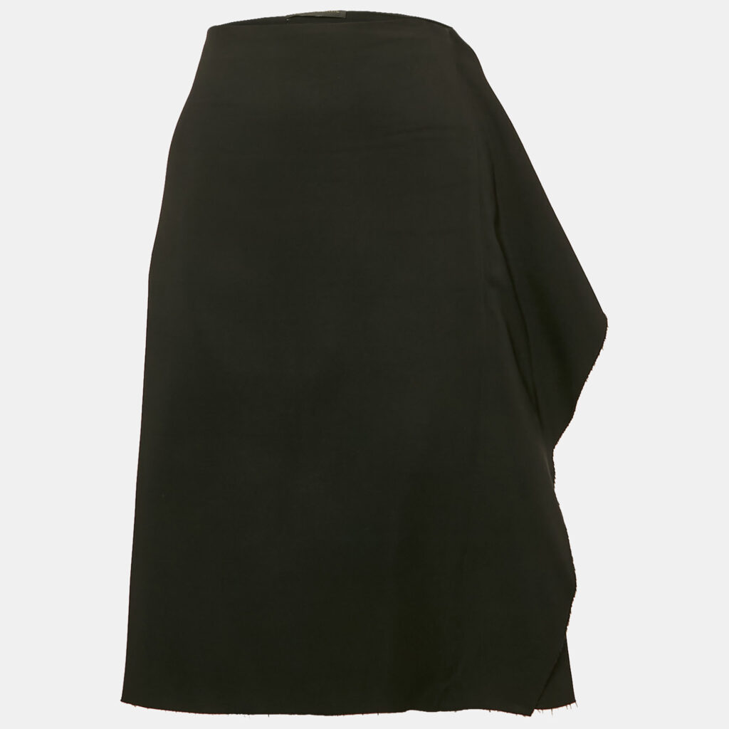 luxury-women-versace-used-clothes-p1150153-002 Versace Black Sateen Drape Detail Pencil Skirt L