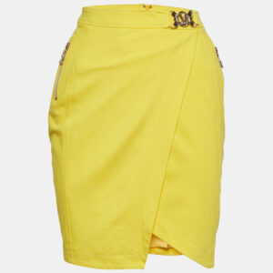 Versace Yellow Jersey Metal Detail Mini Dress S