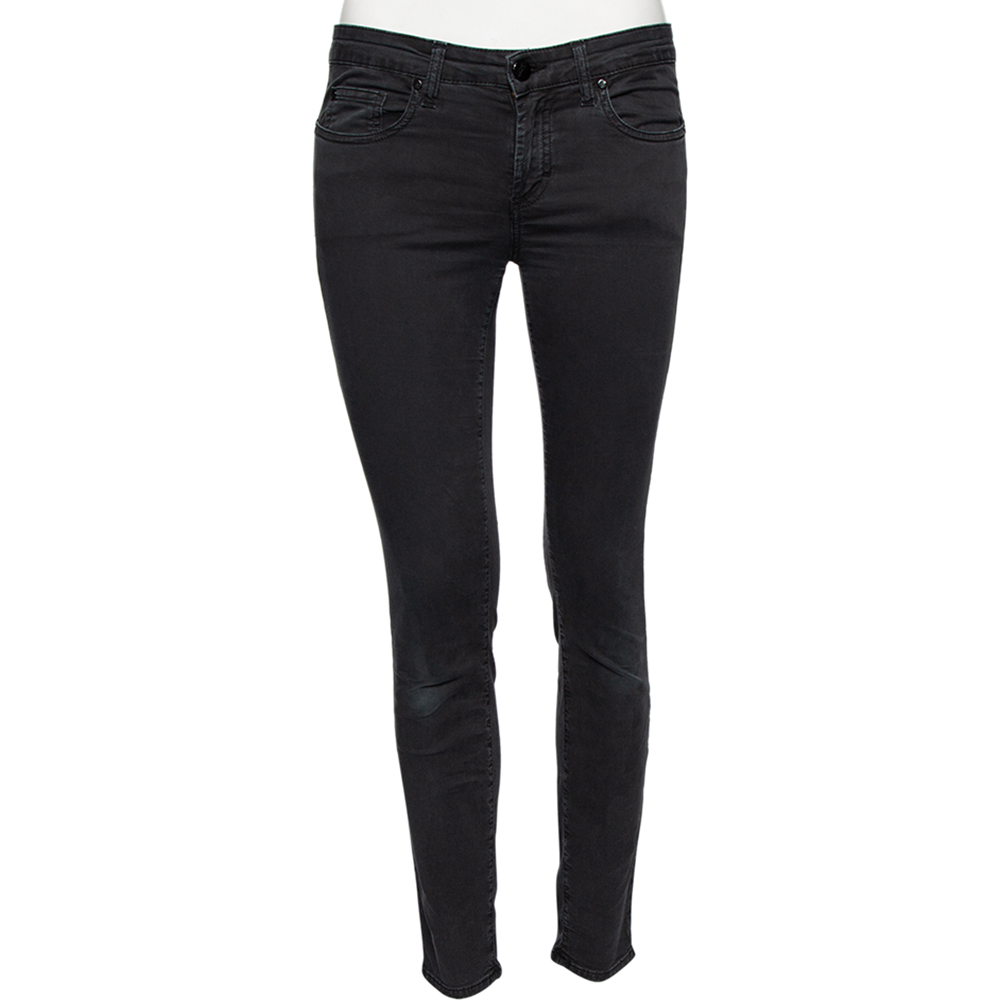 luxury-women-versace-used-clothes-p558533-001-2 Versace Charcoal Grey Denim Stud Embellished Pocket Detailed Jeans S