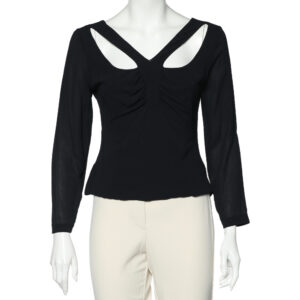 Versace Vintage Black Silk Chiffon Cut Out Detail Top L