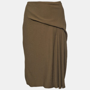 Versace Moss Green Crepe Draped Knee-Length Skirt S