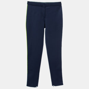 Versace Navy Blue Stretch Contrast Piping Detail Leggings S