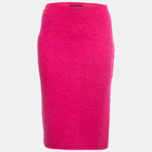Versace Hot Pink Mohair Blend Knit Pencil Skirt S