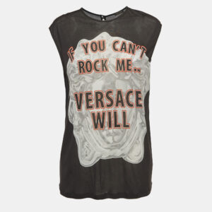 Versace Black Printed Jersey Loose Fit Tank Top S