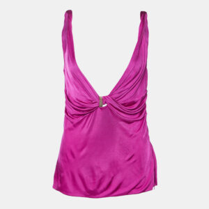 Versace Pink Jersey Knotted Sleeveless Top M