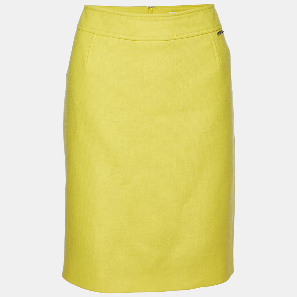 luxury-women-versace-used-clothes-p992858-005 Versace Yellow Wool Pencil Skirt L