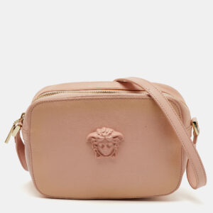 versace light pink leather medusa palazzo camera crossbody bag