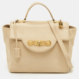 versace cream leather medusa top handle bag