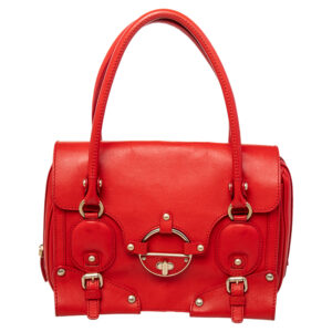 Versace Red Leather Studded Tote