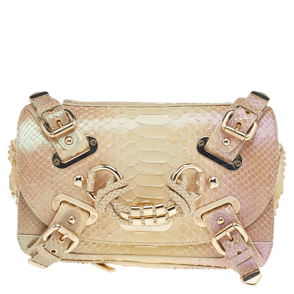luxury-women-versace-used-handbags-p514329-008-2 Versace Multicolor Glazed Python Canyon Top Handle Bag