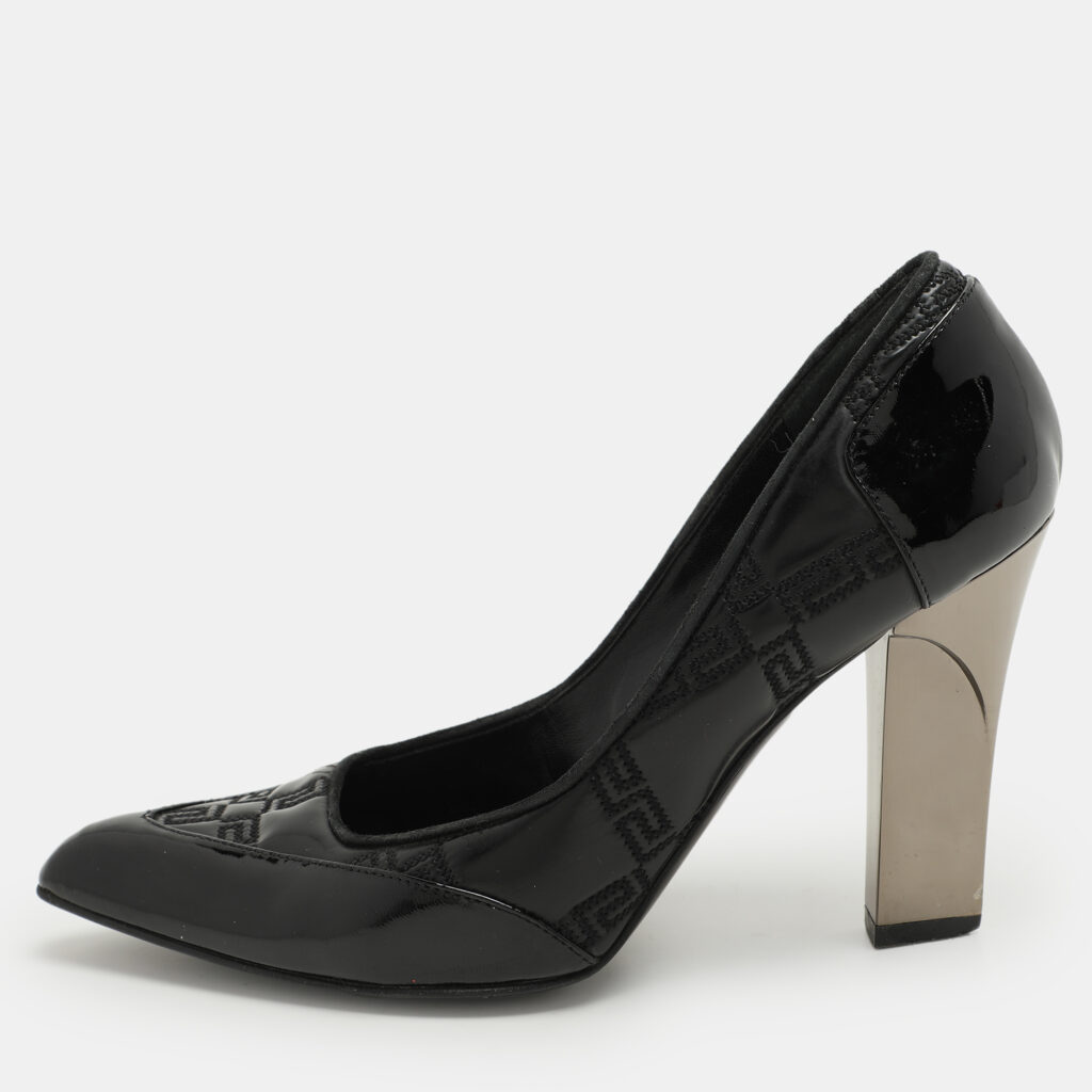 luxury-women-versace-used-shoes-p1072984-008 Versace Black Patent Leather Pumps Size 37.5