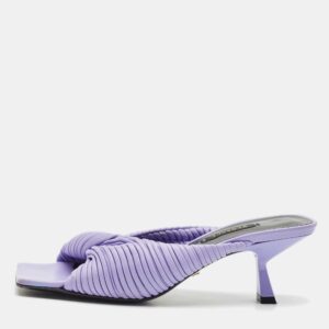 Versace Purple Pleated Leather Plisse Slide Sandals Size 37