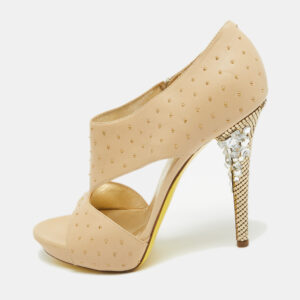 Versace Beige Leather Open Toe Sandals Size 41