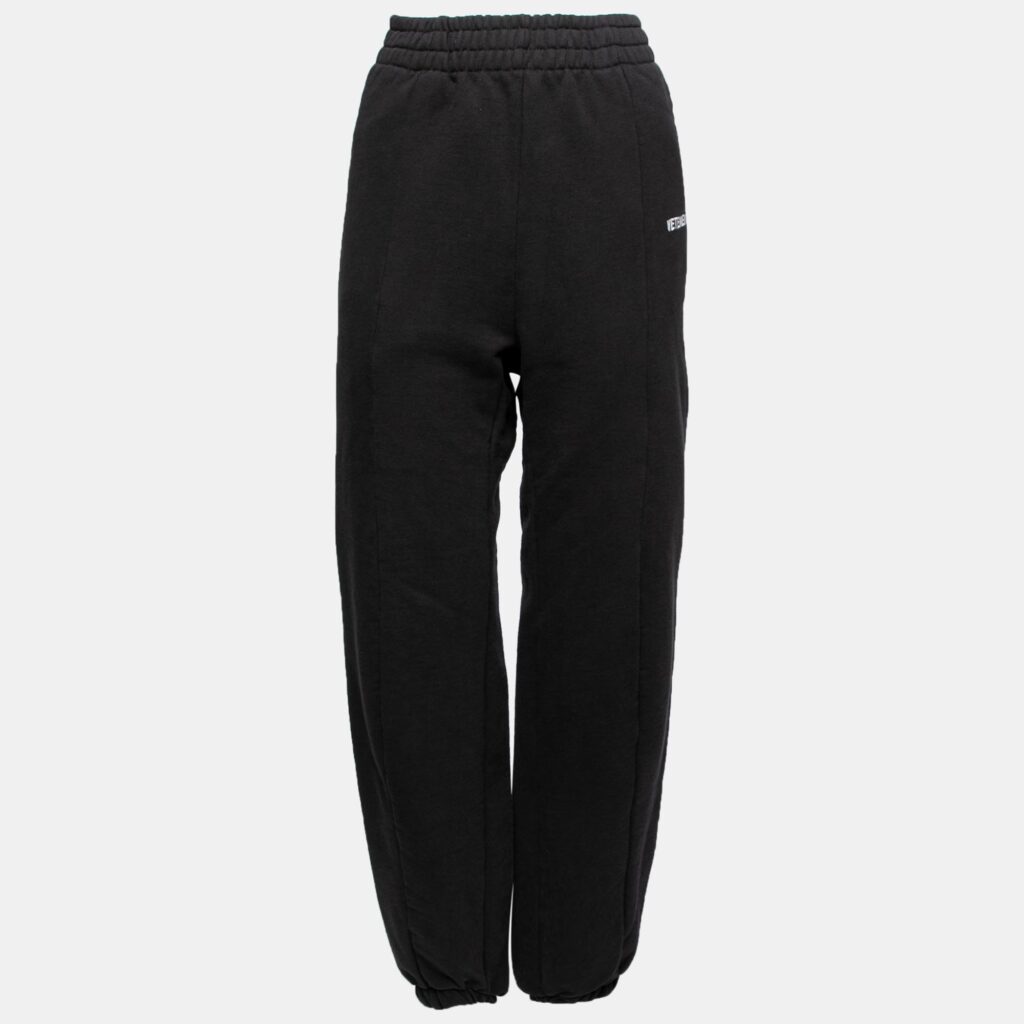 luxury-women-vetements-used-clothes-p641334-005-2 Vetements Black Rib Knit Elasticized Waist Trousers M