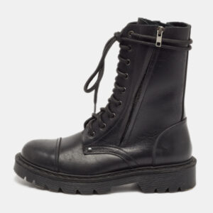 Vetements Black Leather Combat Boots Size 39