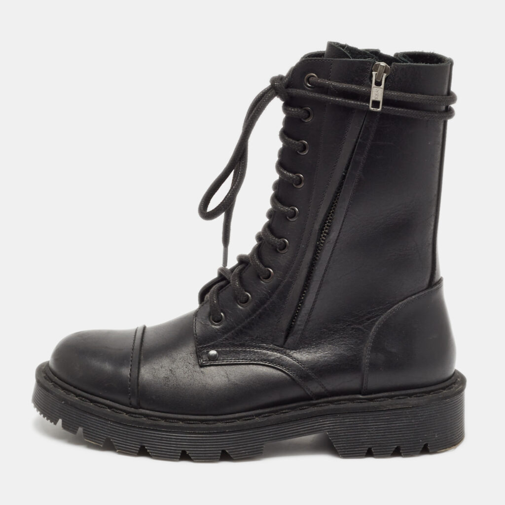 Vetements Black Leather Combat Boots Size 39