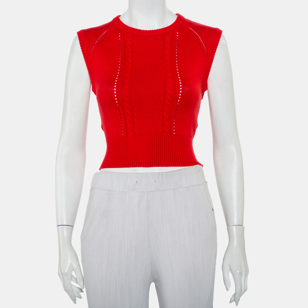 luxury-women-victor-glemaud-used-clothes-p437770-009 Victor Glemaud Red Knit Sleeveless Open Back Detail Sweater Vest M