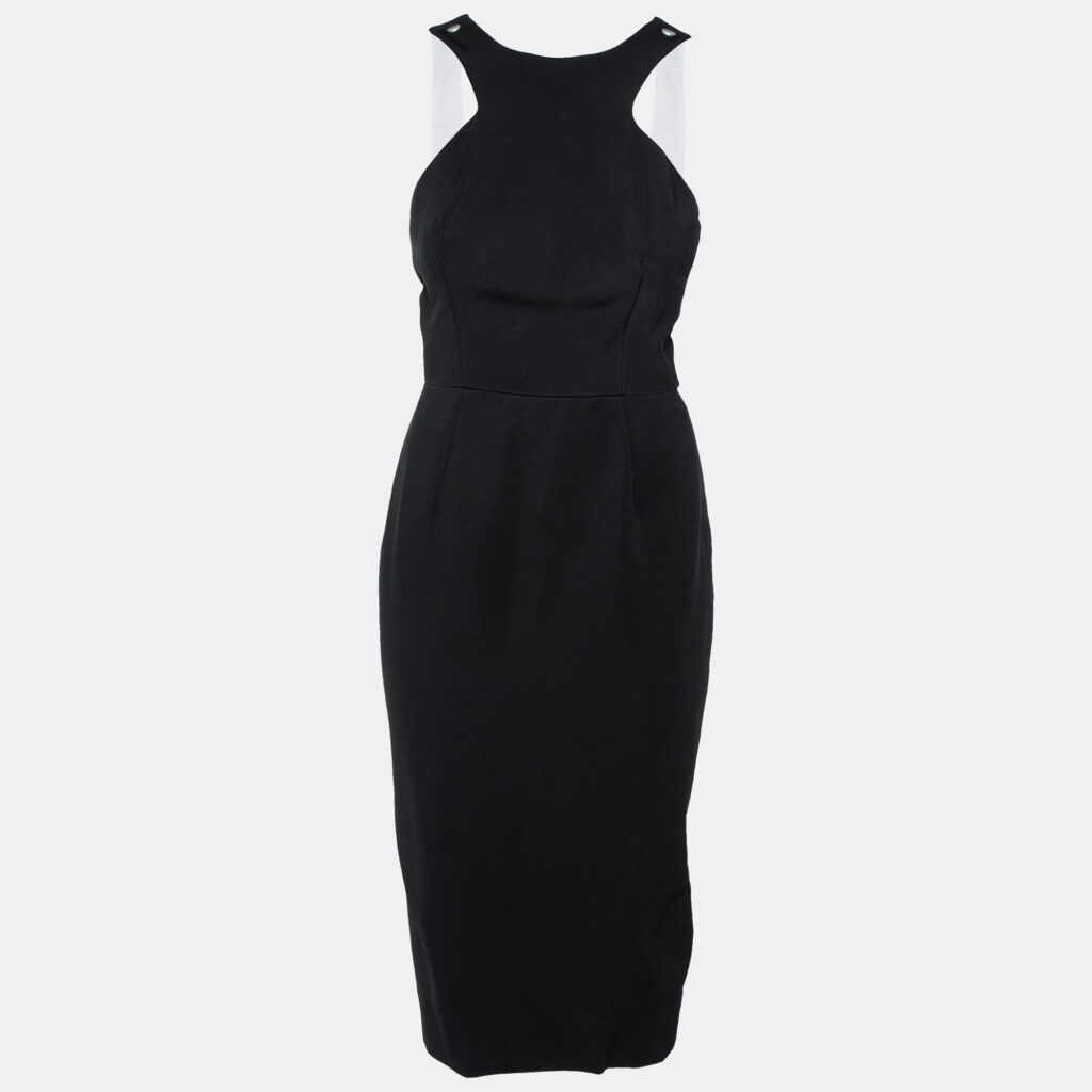 luxury-women-victoria-beckham-new-clothes-p624774-001-2 Victoria Beckham Black Crepe Contrast Strap Detail Sleeveless Dress L