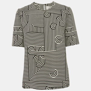 Victoria Beckham Black/White Printed Crepe Top M