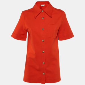 Victoria Beckham Red Jersey Fitted Button Front Shirt M
