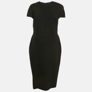 Victoria Beckham Black Crepe Midi Dress L