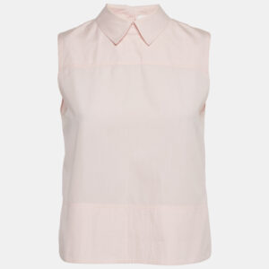 Victoria Beckham Pink Cotton Sleeveless Collared Top S