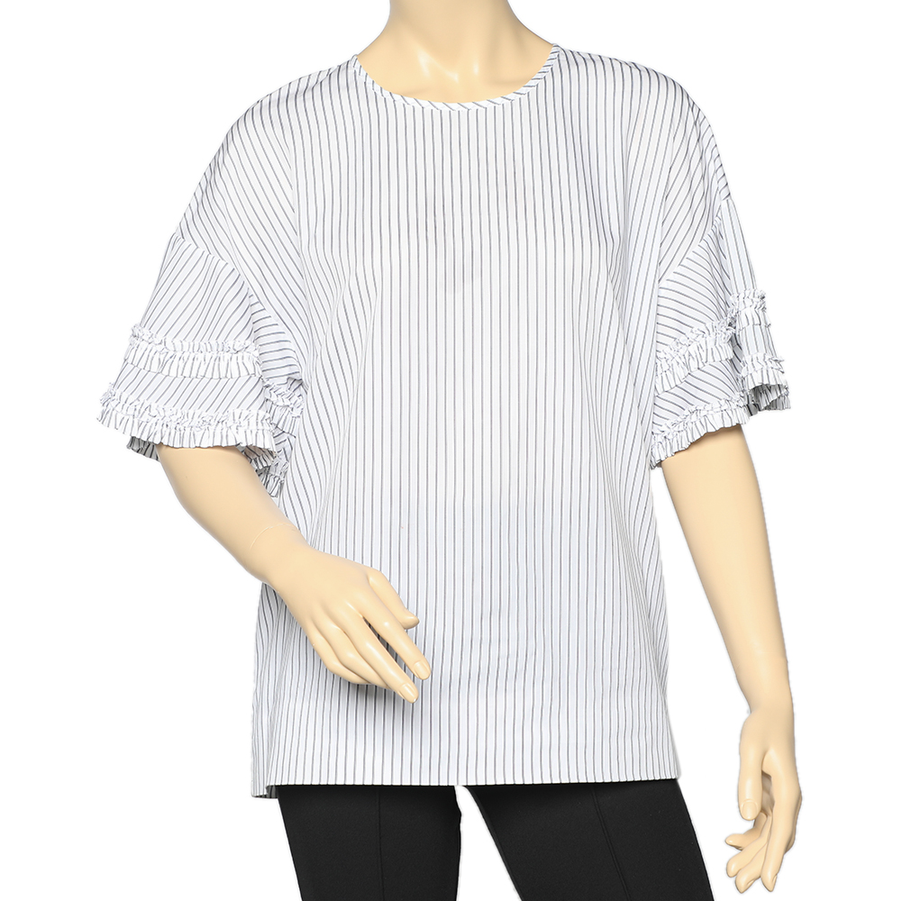 luxury-women-victoria-beckham-used-clothes-p605814-002-1 Victoria Beckham White Striped Cotton Top L
