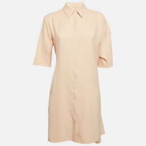 Victoria Victoria Beckham Orange Button Front Tie-Up Waist Short Dress M
