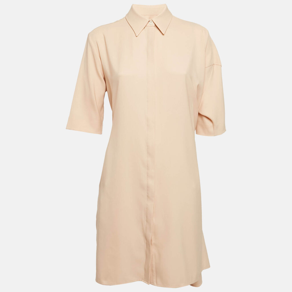 Victoria Victoria Beckham Orange Button Front Tie-Up Waist Short Dress M