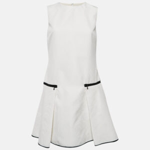 Victoria Victoria Beckham White Textured Synthetic Zip Waist Mini Dress M