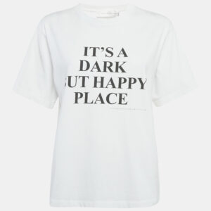 Victoria Victoria Beckham White Printed Cotton Crew Neck T-Shirt M