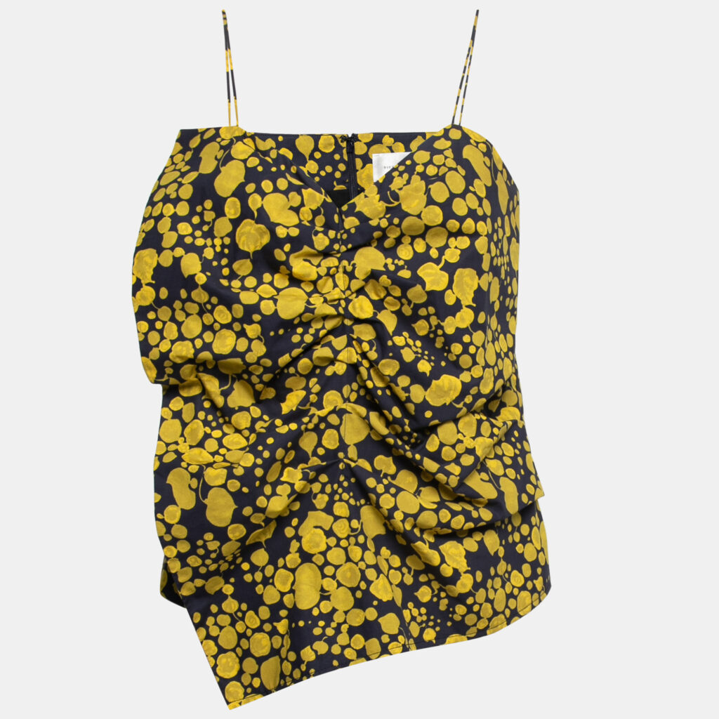 luxury-women-victoria-victoria-beckham-used-clothes-p751831-001 Victoria Victoria Beckham Blue Printed Cotton Ruched Asymmetric Top M