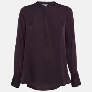 Vince Purple Satin Zip-Up Blouse S
