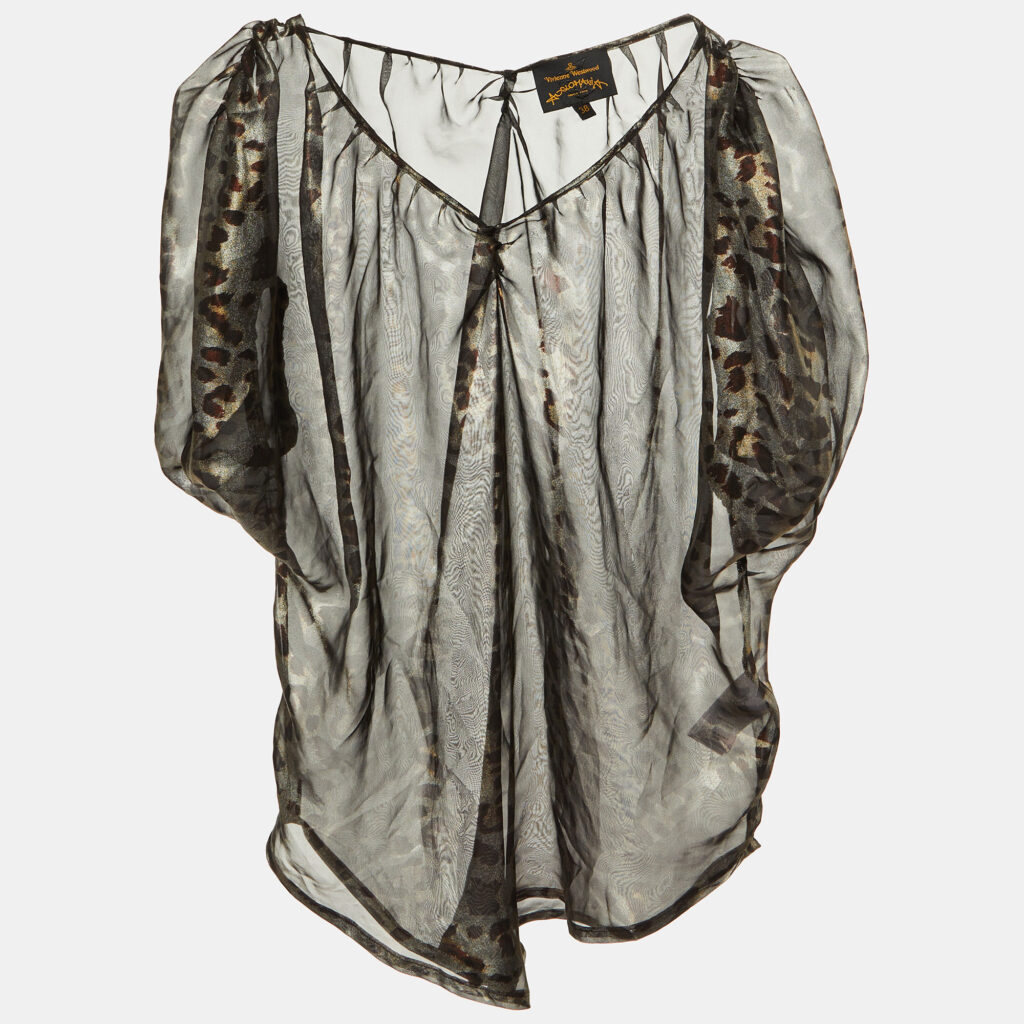 luxury-women-vivienne-westwood-used-clothes-p1132769-005 Vivienne Westwood Metallic Animal Printed Chiffon Top S