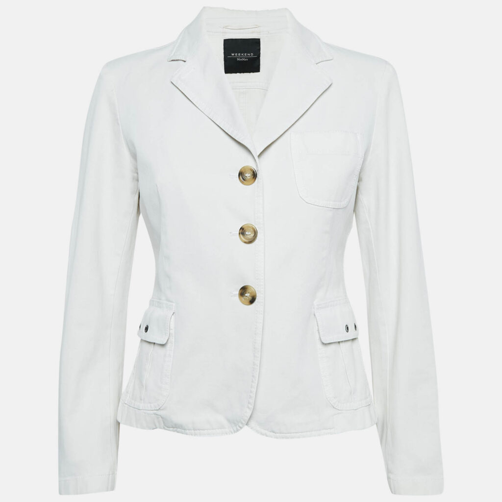 luxury-women-weekend-max-mara-used-clothes-p1056169-001 Weekend Max Mara Off White Gabardine Button Front Jacket M