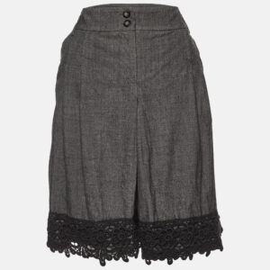Weekend Max Mara Charcoal Grey Wool & Lace Detail Mini Skirt M